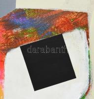 Koppány Attila (1947-): Kockafa. Akril, applikáció, vászon. Jelzett a hátoldalán. Fakeretben. 70x50 ...