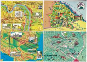 45 db MODERN térképes motívum képeslap, nagyalakúak is / 45 modern map motive postcards, some big sized