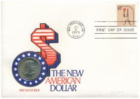 Amerikai Egyesült Államok 1979P 1D Cu-Ni Susan B. Anthony boríték első napi bélyeggel és bélyegzéssel T:UNC USA 1979P 1 Dollar Cu-Ni Susan B. Anthony envelope with first day of issue stamp and cancellation C:UNC