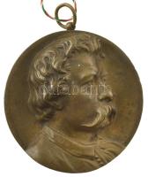 DN Arany János egyoldalas öntött bronz emlékérem füllel, trikolor szalagon (79mm) T:XF