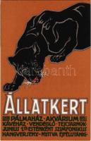 Budapest Székesfővárosi Állatkert reklámlapja: fekete párduc / Budapest zoo advertisement art postcard. Black panther