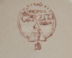 Gerzit német vadász korsó, róka figurális füllel, jelzett, hibátlan, m: 21,5 cm