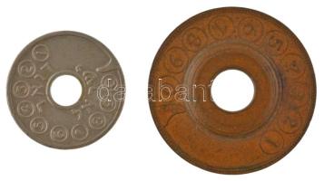 Izrael 1953-1966. Telefon bárca (Asimon) (2xklf) T:XF patina Israel 1953-1966. Telephone token (Asimon) (2xdiff) C:XF patina