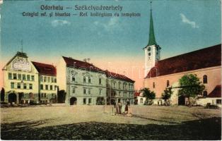 1940 Székelyudvarhely, Odorheiu Secuiesc; Református kollégium és templom. Kováts fényképész felvétele után / Colegiul ref. si biserica / Calvinist church and boarding school + &quot;1940 Székelyudvarhely visszatért&quot; So. Stpl