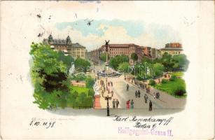 1898 (Vorläufer) Berlin, Belle Alliance Platz / square. Art Nouveau litho