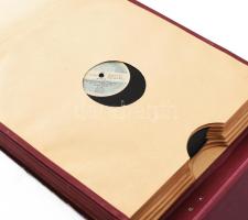 Gramofon lemez gyűjtemény (MHV, His Master's Voice, Siemens stb.), össz. 12 db, korabeli vászon...