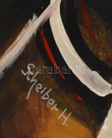 Scheiber H jelzéssel: Hölgyek a bárban. Vegyes technika, karton, sérült. Dekoratív, kissé sérült fak...