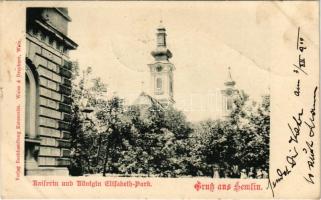 1900 Zimony, Semlin, Zemun; Kaiserin und Königin Elisabeth Park / Erzsébet királynő park. Kercsevits kiadása (EK)