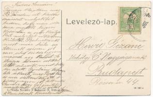 1908 Budakeszi, Erdő utca, Kereszt, kislány a Budapesti Hírlappal, Rapolter István üzlete. Szemere J...