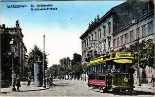 Warszawa, Varsovie, Warschau, Warsaw; Ul. Królwska / Strasse / street, tram line 3 + K.u.k. BAHNHOFKOMMANDO Radom