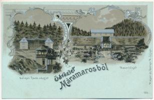 Felsővisó, Viseu de Sus (Máramaros); Makerlói gát, Suliguli fürdő. Mayer és Berger kiadása / dam and spa. Art Nouveau, floral, litho