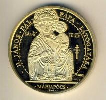 1991. "Napjaink magyar történelme - II.János Pál pápa látogatása" nagyalakú, piefort (vastag), aranyozott emlékérem T:PP Csak 2000db! Tanúsítvánnyal, díszdobozban!