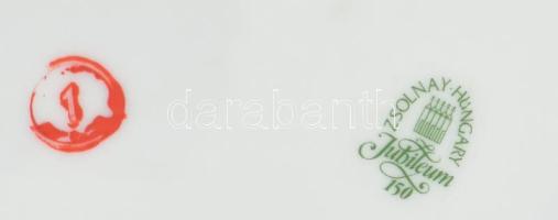 Zsolnay tollas mintás szendvicskínáló készlet. Jelzéssel, hibátlan, eredeti díszdobozában