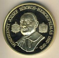 1991. "Napjaink magyar történelme - Mindszenty József" nagyalakú, piefort (vastag), aranyozott emlékérem T:PP Csak 6000db! Tanúsítvánnyal, díszdobozban!