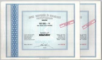 Budapest 1989. "Noviki Innovációs és Szolgáltató Részvénytársaság" névre szóló részvénye 1...