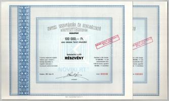 Budapest 1989. "Noviki Innovációs és Szolgáltató Részvénytársaság" névre szóló részvénye 1...