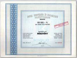 Budapest 1989. "Noviki Innovációs és Szolgáltató Részvénytársaság" névre szóló részvénye 1...