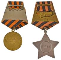 Szovjetunió 1943. "Dicsőség rendje, III. osztály" Ag kitüntetés eredeti mellszalaggal, hát...