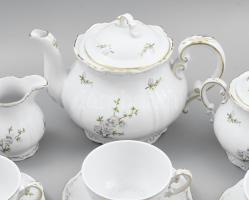 Zsolnay lila virágmintás hat személyes teás készlet. Matricás,
jelzett, hibátlan, teljes