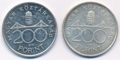 1992-1993. 200Ft Ag "MNB" (2xklf) T:AU,XF Adamo F13