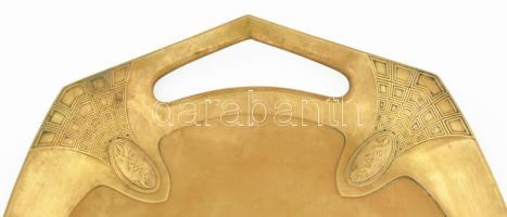 1916 WMF Art Nouveau szervírozótálca, ezüstözött alpakka, domború sárkánymintákkal díszítve, jelzéss...