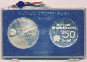 1974. 50Ft Ag "50 éves a Magyar Nemzeti Bank" + 100Ft Ag "50 éves a Magyar Nemzeti Ba...
