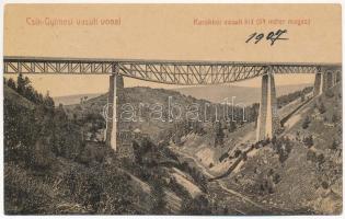 1907 Csíkgyimes, Gyimes, Ghimes; Karakkó híd, viadukt a Gyimesi vasútvonalon. Szvoboda Miklós kiadása 1816. (W.L. ?) / Podul Caraco / railway bridge, viaduct on the Ghimes railway line (EK)