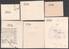 Róna Emy (1904-1988): 6 db illusztráció. Tus, papír, hátoldalán mindegyik hagyatéki pecséttel jelzet...