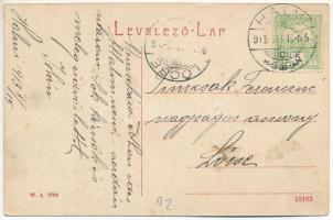 1913 Halmi, Halmeu; Fő utca, Kereskedlemi Bank, Korona vendéglő. W.L. 1702. / main street, bank, res...