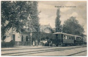 1918 Kisjenő, Chisineu-Cris; vasúti indóház, vasútállomás, vonat. Rosenthal Pál kiadása / railway station, train (EK)