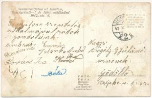 1942 Szatmárpálfalva, Paulesti; Református templom az országzászlóval és hősi emlékművel 1942 októbe...