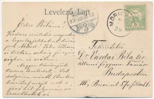 1906 Móricföld, Móriczföld, Moritzfeld, Moritfeld, Maureni; Kirche, Schule / templom és iskola. J. D...