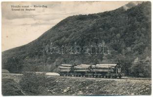 Magyar-román határvidék, Hungarian-Romanian border; Tönkös vonat. Adler és fia Brassó / Klotz-Zug / Trenul cu busteni / narrow gauge railway, train with logs (fl)