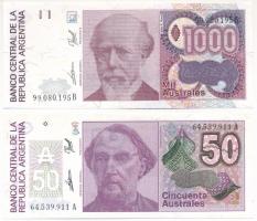 Argentína DN (1989) 50A + DN (1989-1990) 1000A T:UNC Argentina ND (1989) 50 Australes + ND (1989-1990) 1000 Australes C:UNC