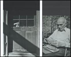 cca 1935 ,,Anyuuuu, itt egy bácsi háromlábú masinával!, Seiden Gusztáv (1900-1992) budapesti fotóművész felvételéről készült modern nagyítás, + hozzáadva a fotóművészről készült későbbi portrét, 21x15 cm és 15x10 cm