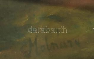 Molnár jelzéssel, XIX. sz. vége/XX. sz eleje: Fürdöző hölgyek. Olaj, fatábla. Dekoratív, üvegezett f...