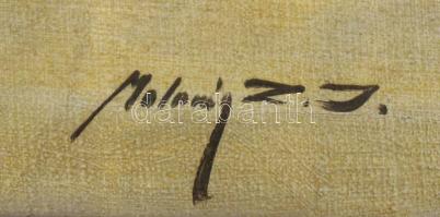 Molnár Z. János (1880-1960): Csendélet. Olaj, vászon, jelzett. Dekoratív, sérült fakeretben, 25×36 c...