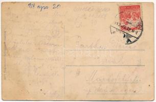 1918 Sáromberke, Scharnberg, Dumbravioara; utca, templom, üzlet / street, church, shop (EB)