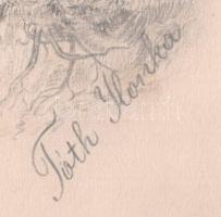 Tóth Ilona jelzéssel, XIX. sz. vége/XX. sz. eleje: Tó kacsákkal. Ceruza, papír, kartonra kasírozva. ...