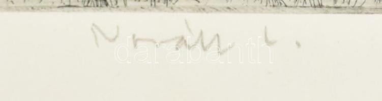 Novák Lajos (1927-1989): Földosztás Kalocsán 1945 tavasza.. Rézkarc, papír, jelzett, 29x39,5 cm