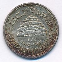 Libanon 1952. 50p Ag T:AU patina 
Lebanon 1952. 50 Piastres Ag C:AU patina 
Krause KM#17