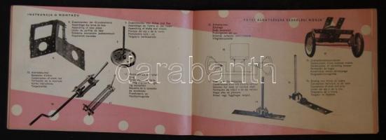 Régi Technokid fémépítőjáték leírása és útmutatója építhető játékok képeivel tűzdelve több nyelven /...