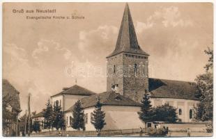 1916 Újváros, Neustadt, Noistat (Jakabfalva, Iacobeni); Evangelische Kirche und Schule / Lutheran church and school (EK)