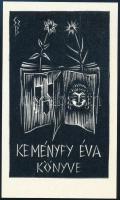 Gy. Szabó Béla (1905-1985): Keményfy Éva könyve. Fametszet, kézi levonat, papír, jelzett a metszeten. 7,5x4,5 cm