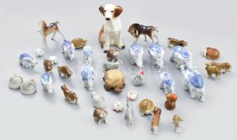 35 darabos porcelán állatfigura gyűjtemény, jó állapotban, zömmel m: 3-5 cm