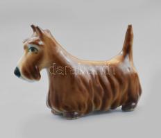 Zsolnay Skót Terrier, kézzel festett, jelzett, hibátlan, m: 6 cm, h: 9 cm