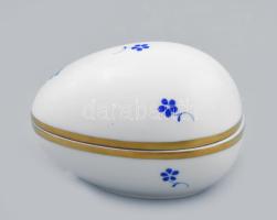 Herendi kékvirágos tojás alakú bonbonier, 2. oszt. jelzéssel, hibátlan, h: 7 cm