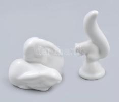 Herendi 6 darab fehér mázas állatfigura, jelzéssel, kis kopottsággal, m: 4-12 cm