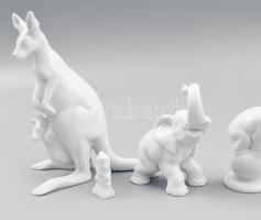 Herendi 6 darab fehér mázas állatfigura és törpefigura, jelzéssel, kis kopottsággal, m: 4-14 cm