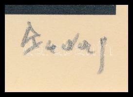 Buday György (1907-1990): Konyhában, fametszet, papír, utólagos jelzéssel, paszpartuban, 10×9 cm